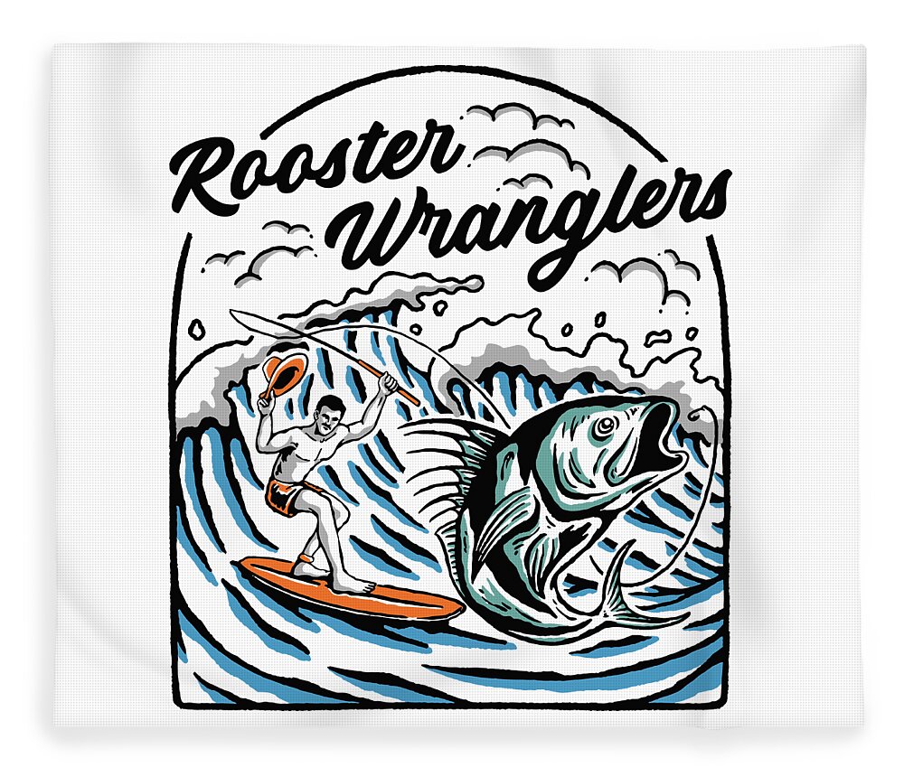 Rooster Fleece Blanket featuring the digital art Rooster Wrangler by Kevin Putman
