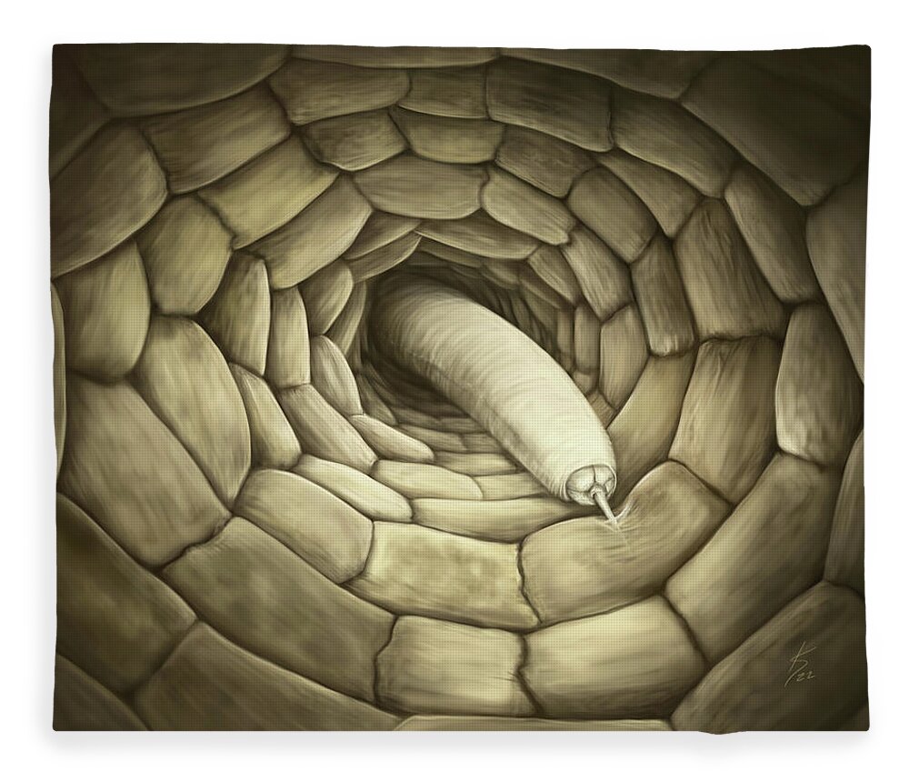 Nematode Fleece Blanket featuring the digital art Root feeding nematode by Kate Solbakk