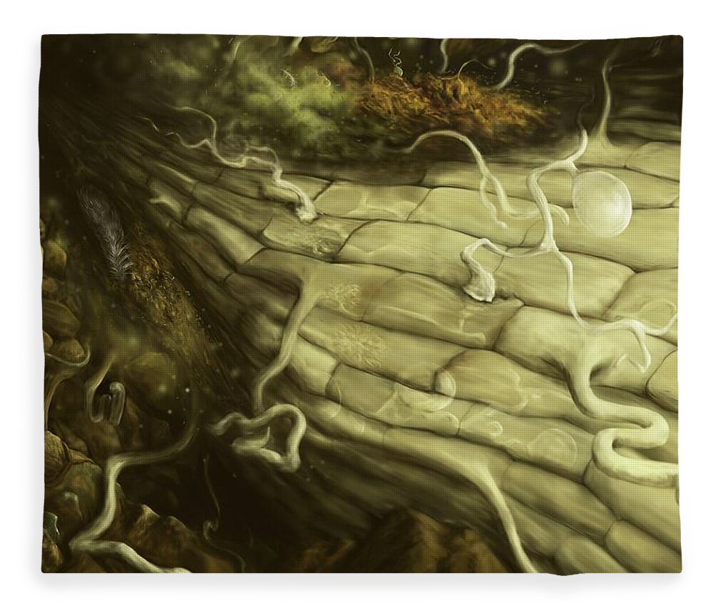 Protozoa Fleece Blanket featuring the digital art Root Zone by Katelyn Solbakk