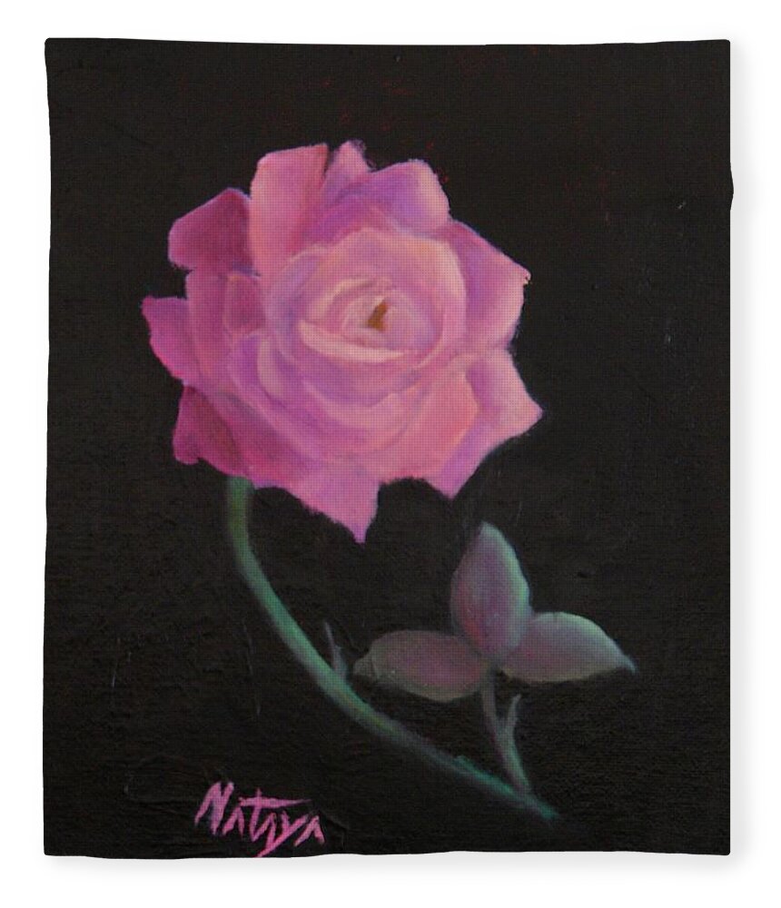 Rose Fleece Blanket featuring the painting Rosado by Nataya Crow