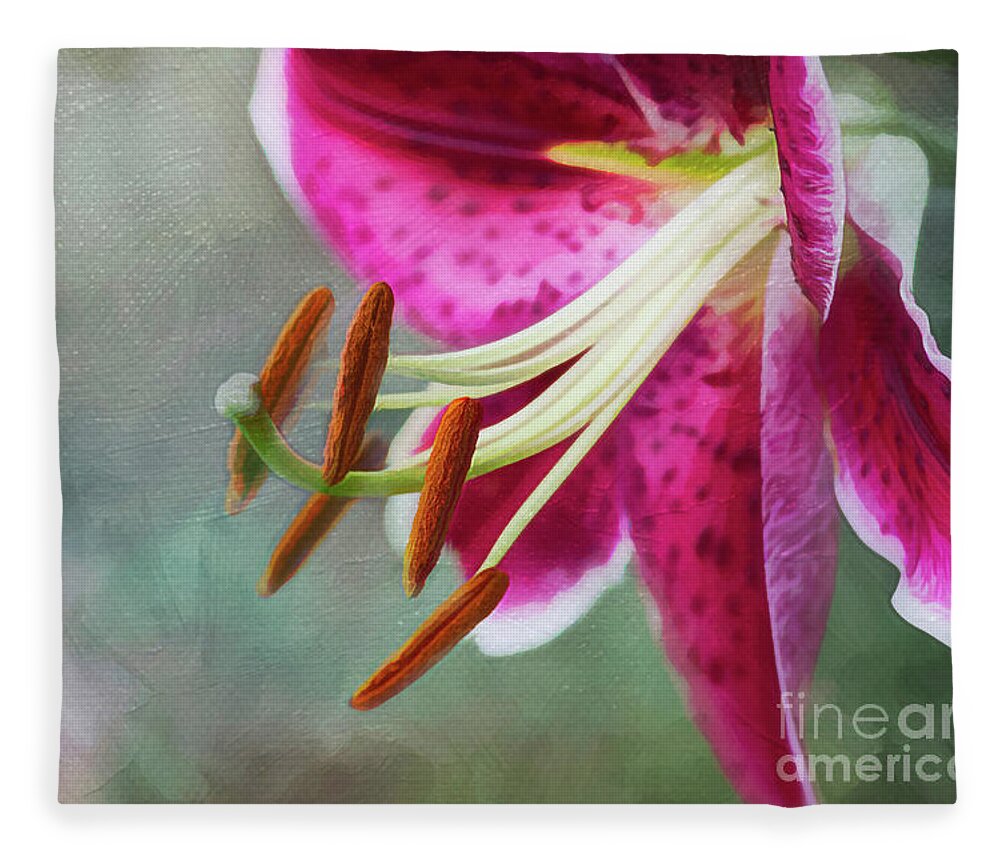 Lily Fleece Blanket featuring the digital art Rose Colored Perfection by Amy Dundon