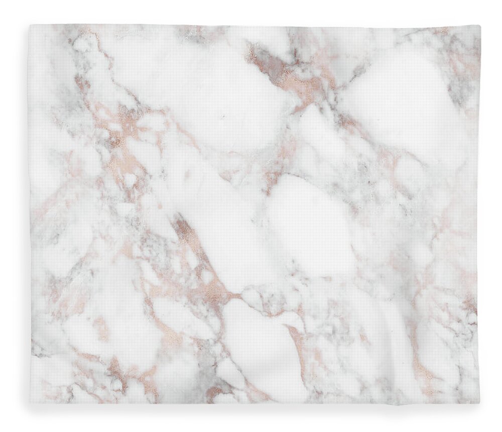 Marble Fleece Blanket featuring the painting Rose Gold Marble Blush Pink Metallic Foil by Modern Art