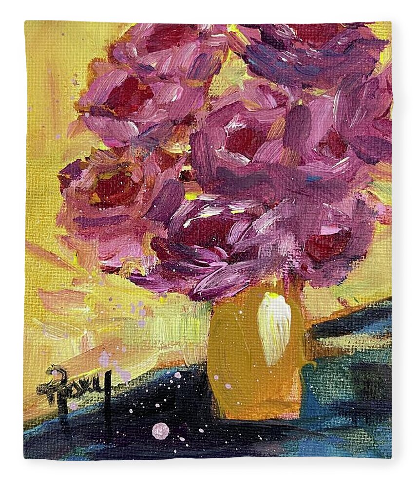 Roses Fleece Blanket featuring the painting Roses on a Sunny Day by Roxy Rich