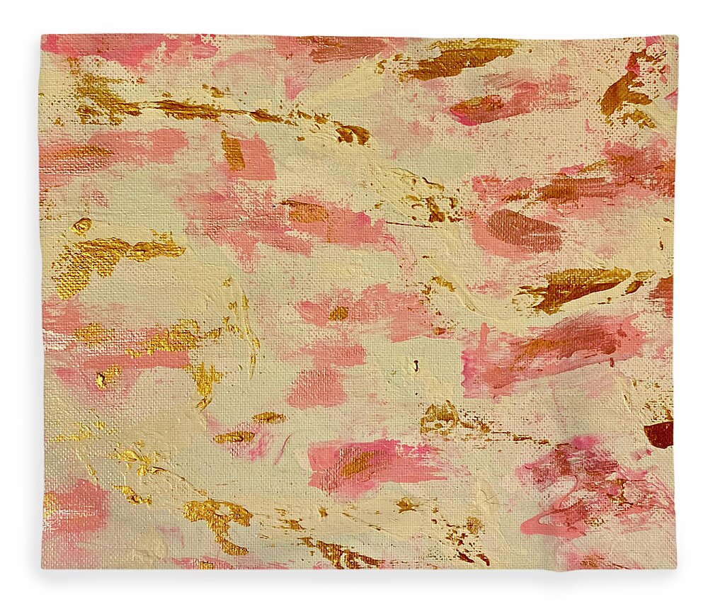 Rose Fleece Blanket featuring the painting Rosy by Medge Jaspan