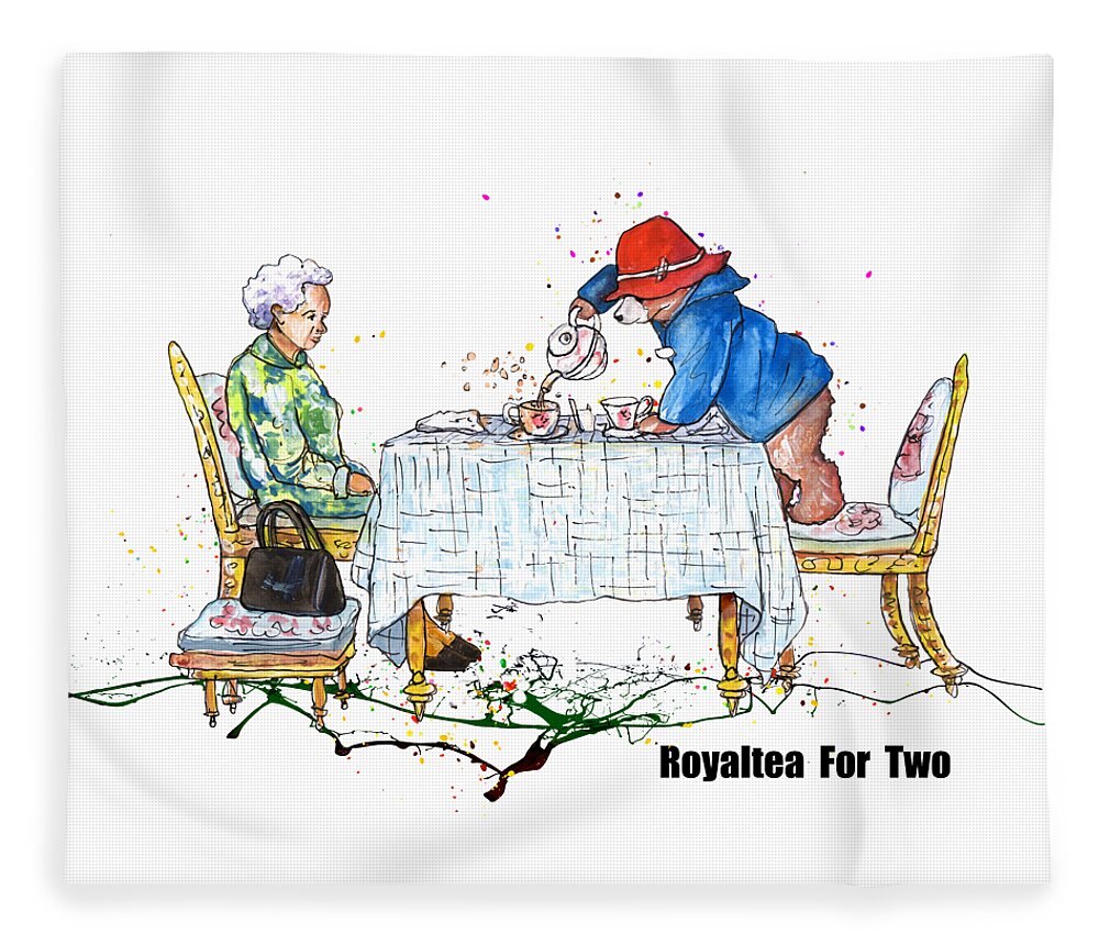 Paddington Fleece Blanket featuring the painting Royaltea For Two by Miki De Goodaboom