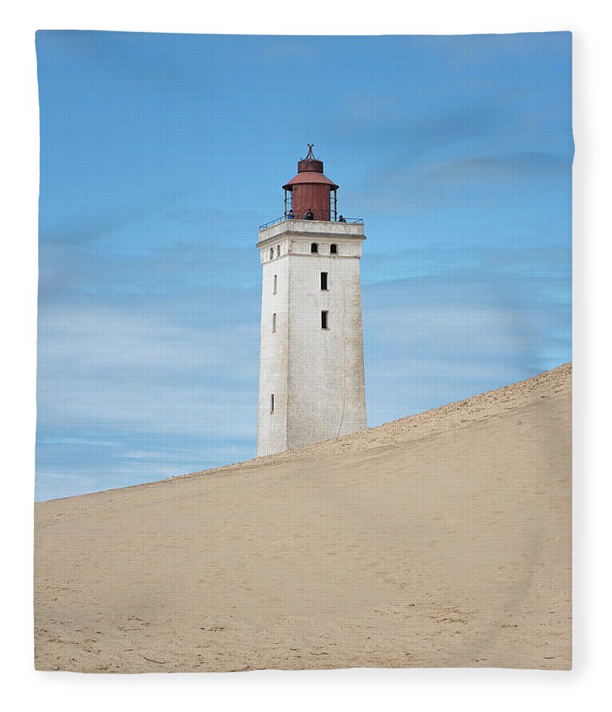 Rubjerg Fleece Blanket featuring the photograph Rubjerg Knude Fyr Lighthouse by Anges Van der Logt