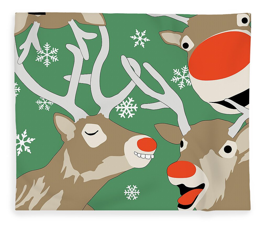 Rudolph Fleece Blanket featuring the digital art Rudolph Photobomb II by Nikita Coulombe