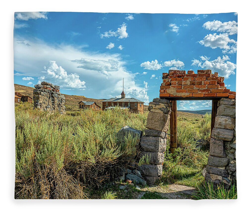 Ghost Town Fleece Blanket featuring the photograph Ruined Future by Ron Long Ltd Photography