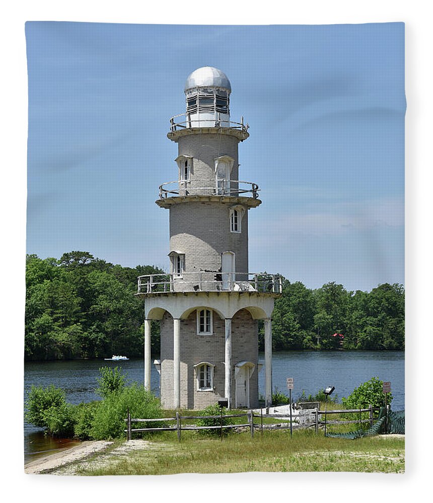 Lighthouse Fleece Blanket featuring the photograph Rustic old New England Lighthouse by Mark Stout