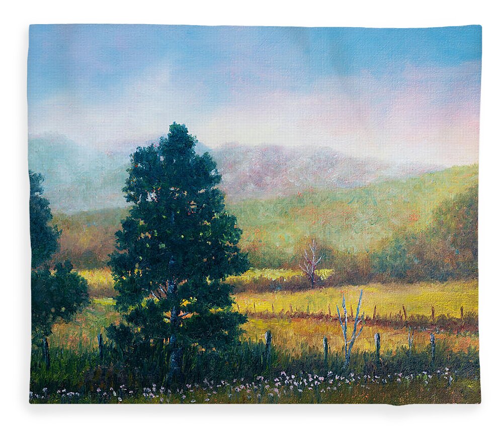 Rustic Fleece Blanket featuring the painting Rustic Spring by Douglas Castleman
