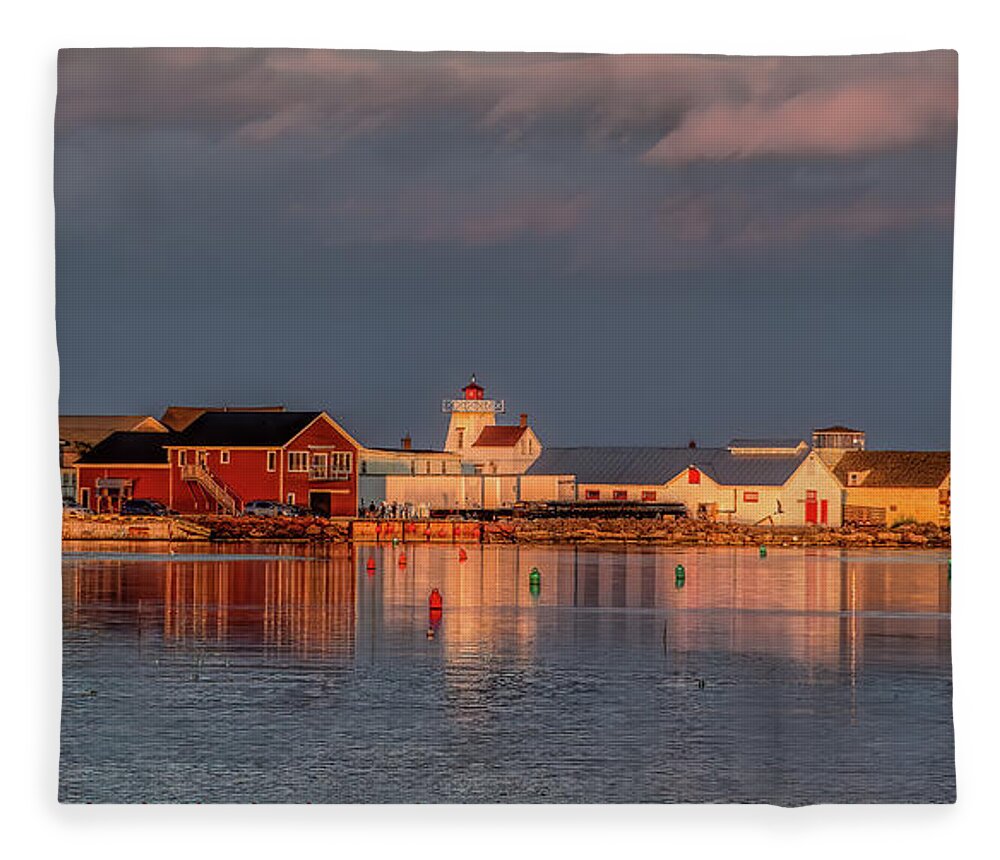 Pei Fleece Blanket featuring the photograph Rustico Harbor in the Summer Golden Hour by Marcy Wielfaert