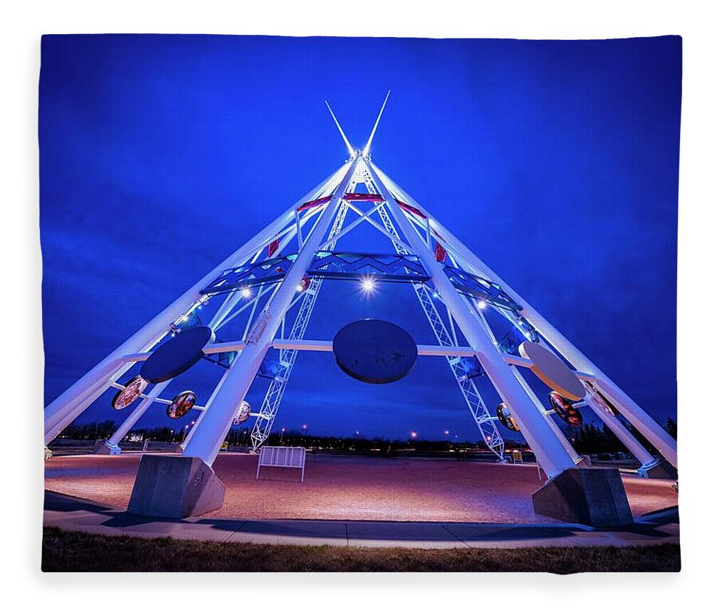 Teepee Fleece Blanket featuring the photograph Saamis Teepee at Dusk by Darcy Dietrich