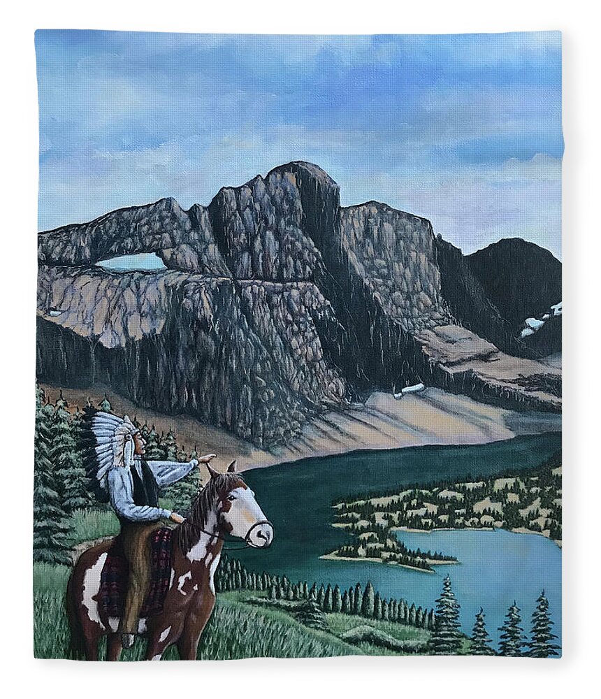 Landscape Fleece Blanket featuring the painting Sacred Land by Mr Dill