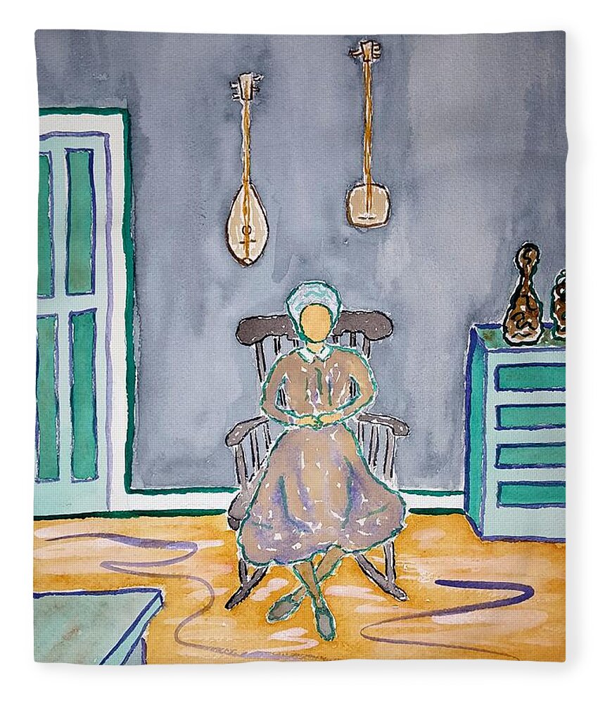Watercolor Fleece Blanket featuring the painting Sadie Jones by John Klobucher