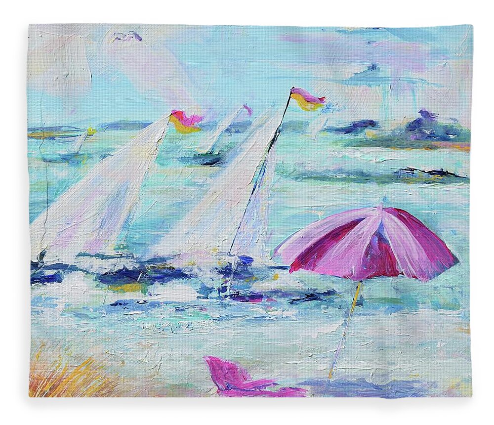 Sailing Fleece Blanket featuring the painting Sail Away by Patty Kay Hall