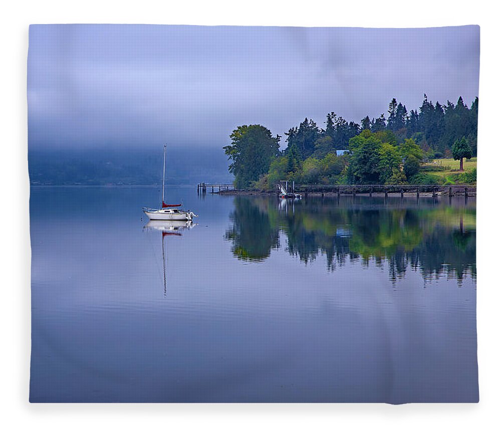 Sky Fleece Blanket featuring the photograph Sail Boat Blue by Loyd Towe Photography