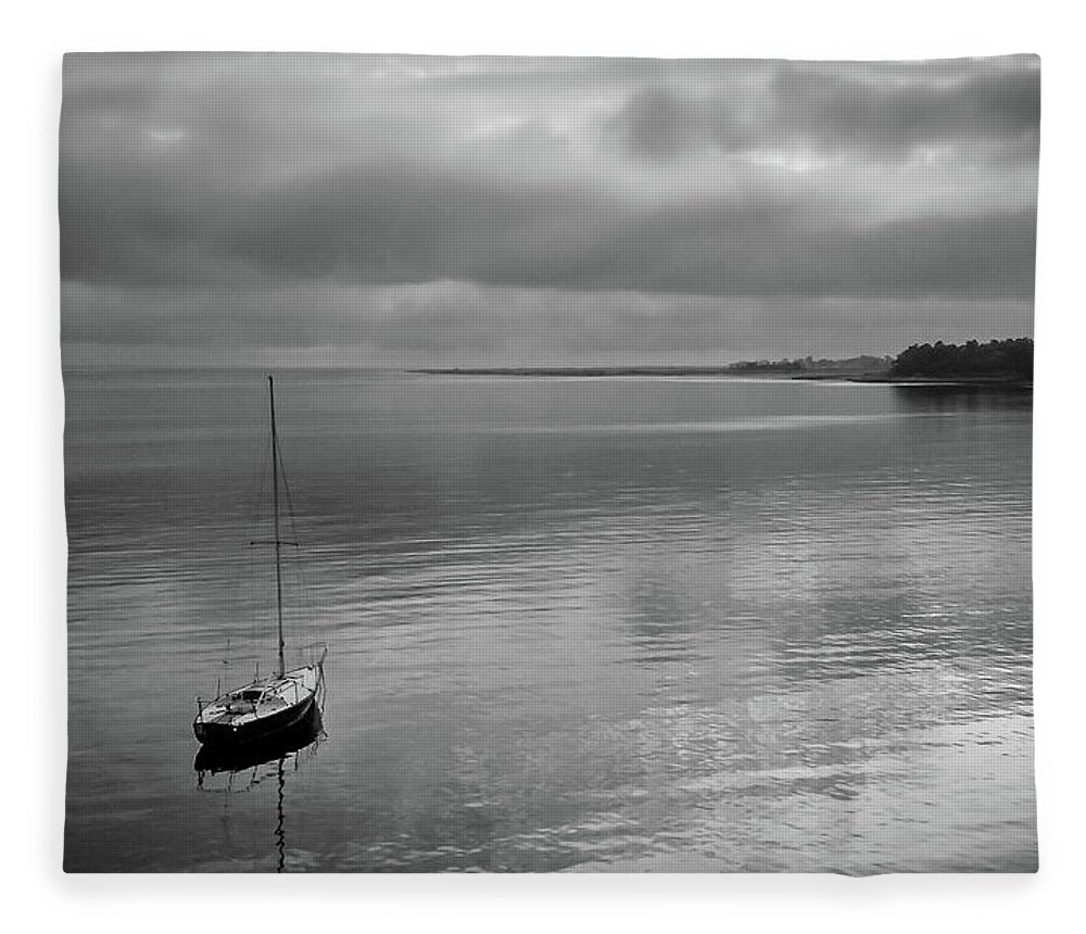 Sunrise Fleece Blanket featuring the photograph sailboat sunrise - Keyport, NJ by Steve Stanger