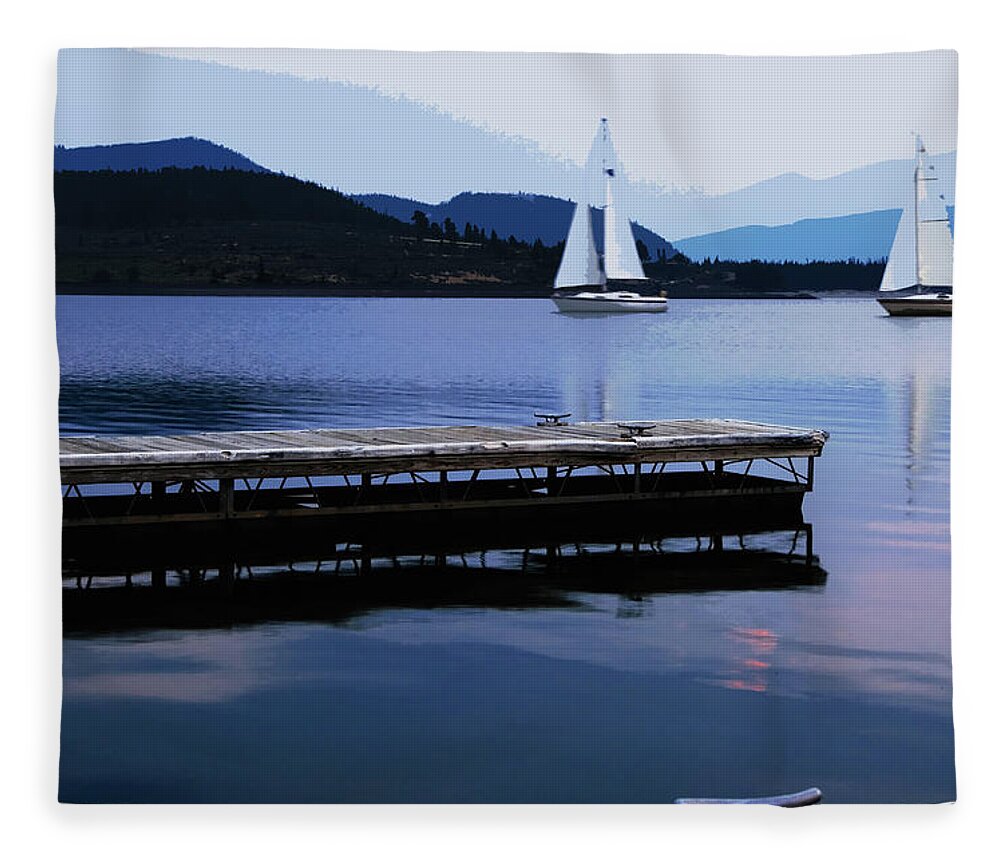 Sailboats Fleece Blanket featuring the photograph Sailboats returning to dock at dusk fine art photography by Mark Stout