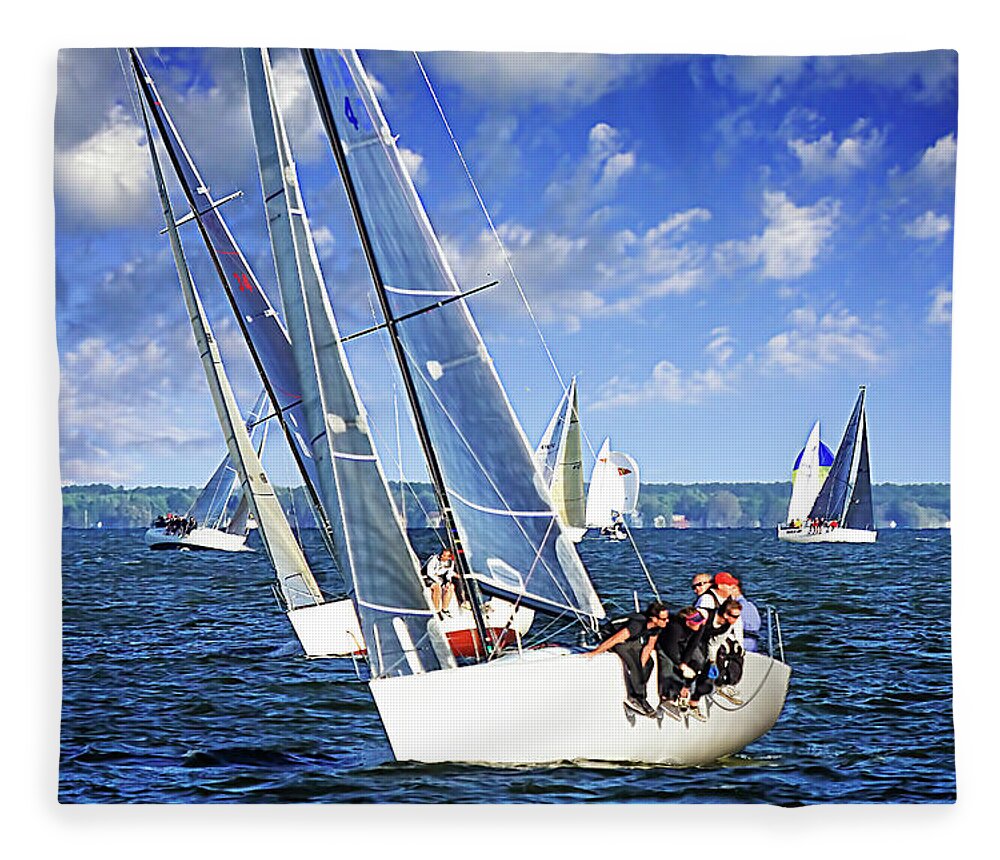Color Fleece Blanket featuring the photograph Sailing Away 2 by Alan Hausenflock