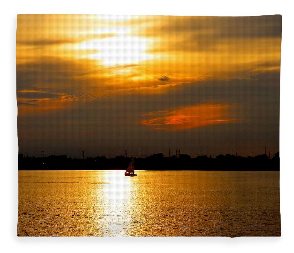 Sailboat Fleece Blanket featuring the photograph Sailing Into the Sunset by Linda Stern