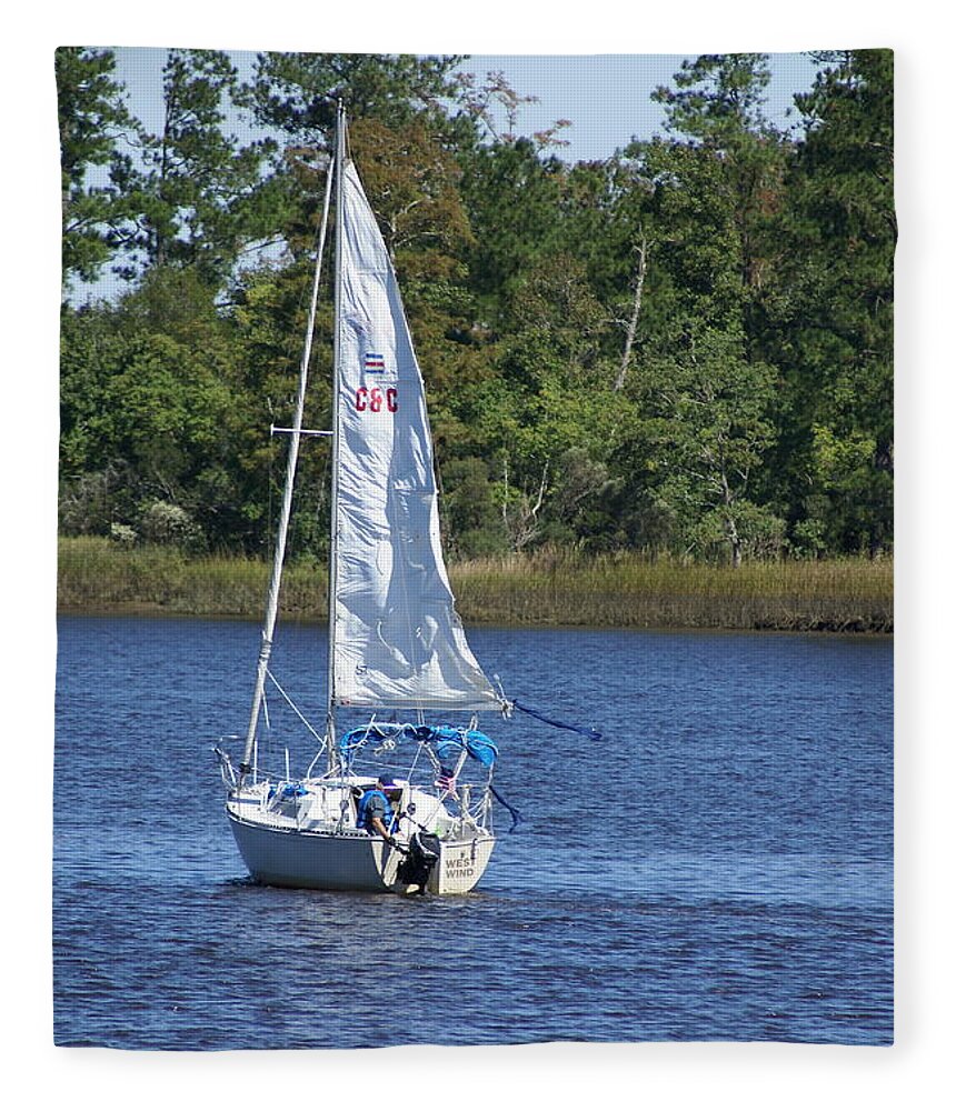  Fleece Blanket featuring the photograph Sailing on the Brunswick River by Heather E Harman