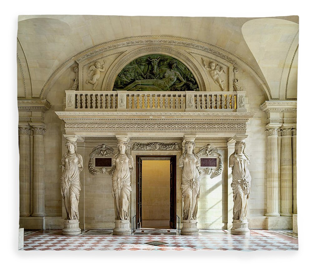 Room Of The Caryatids Louvre Paris Fleece Blanket featuring the photograph Salle des Caryatides Louvre Paris 01 by Weston Westmoreland