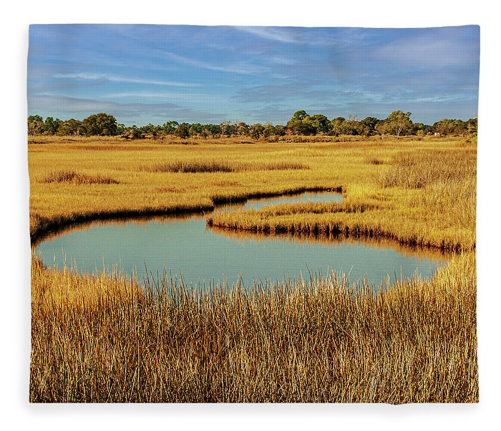 Camera Fleece Blanket featuring the photograph Salt Marsh Photograph by Louis Dallara