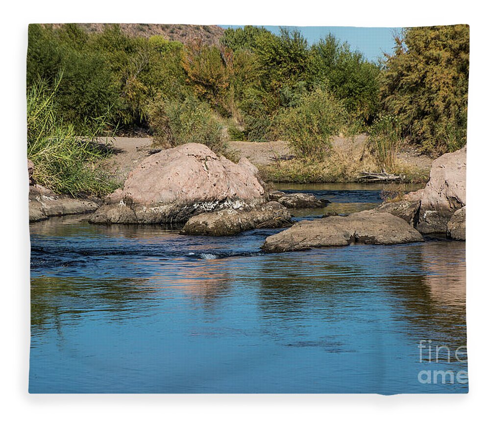 Arizona Fleece Blanket featuring the photograph Salt River at Phon D Sutton by Kathy McClure