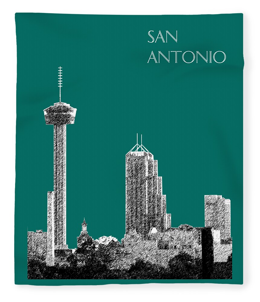 Architecture Fleece Blanket featuring the digital art San Antonio Skyline - Coral by DB Artist
