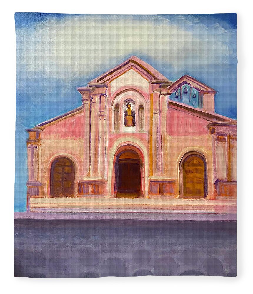 Iglesia Fleece Blanket featuring the painting San Blas by Suzanne Giuriati Cerny