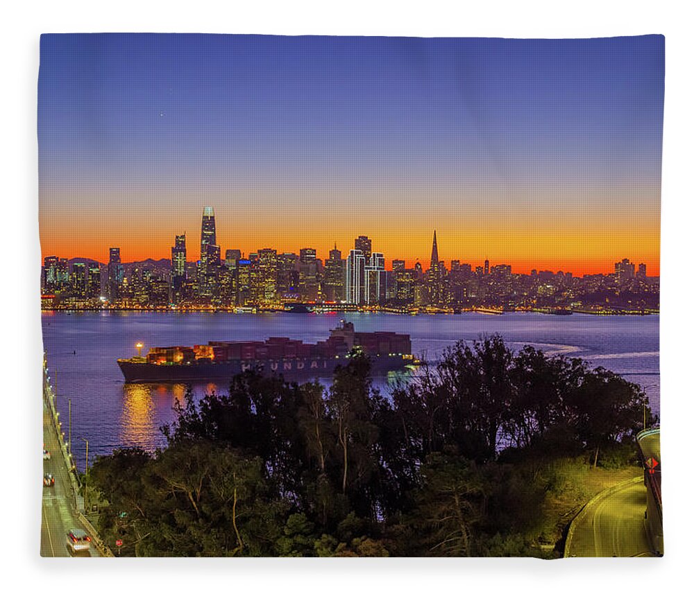 Bay Area Fleece Blanket featuring the photograph San Francisco Bay Barge by Scott McGuire
