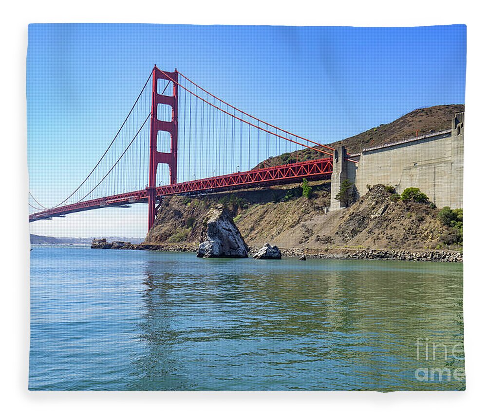 Wingsdomain Fleece Blanket featuring the photograph San Francisco Golden Gate Bridge Viewed From Marin County Side DSC7078 by Wingsdomain Art and Photography