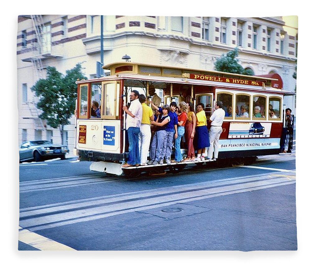  Fleece Blanket featuring the photograph San Francisco Streetcar 1984 by Gordon James