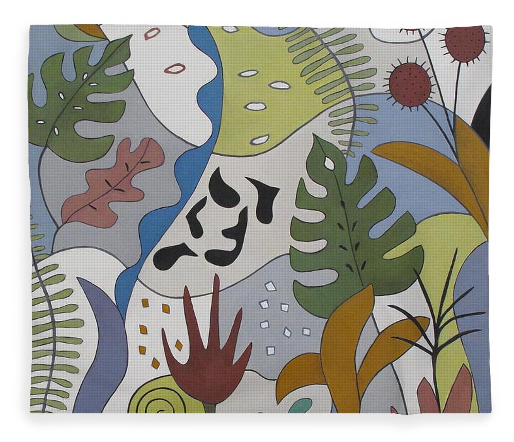 Abstract Fleece Blanket featuring the painting Sanctuary by Trish Toro