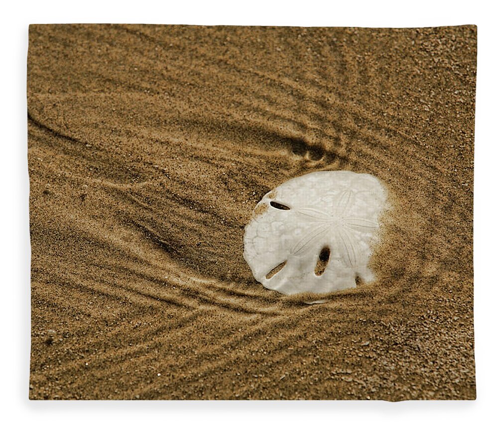 Sand Dollar Fleece Blanket featuring the digital art Sand Dollar in the Surf by Brad Barton