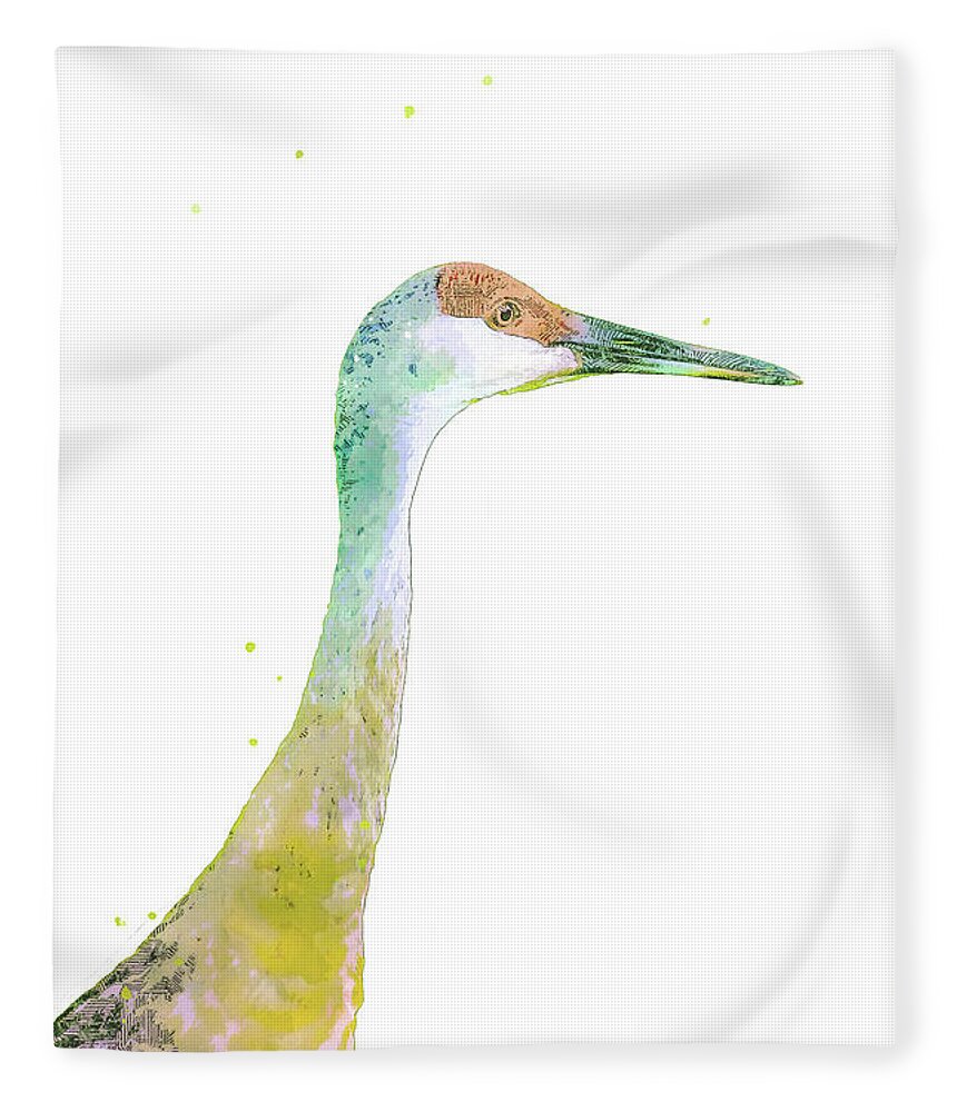 Sandhill Crane Fleece Blanket featuring the photograph Sandhill Crane Watercolor by Pamela Williams