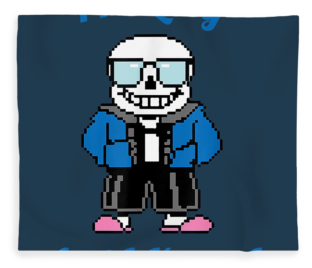 Sans Skeleton Cool Pixel Fleece Blanket by LucaJ Niya - Pixels