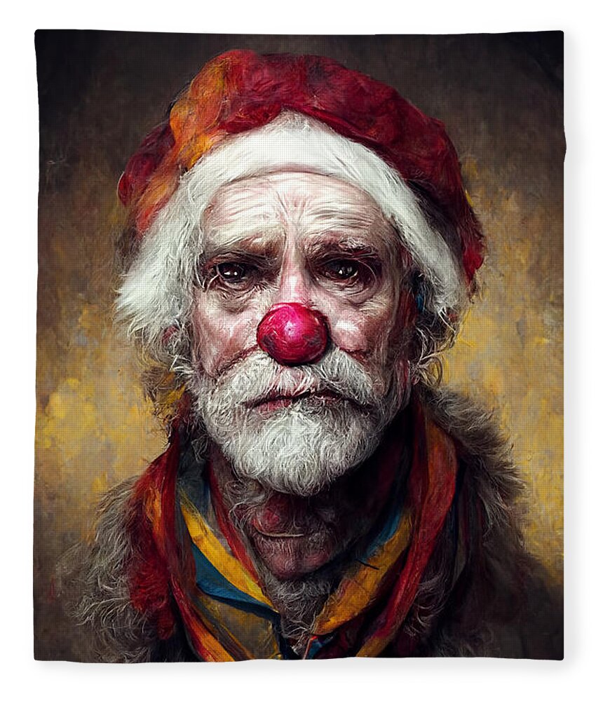 Santa Clown Fleece Blanket featuring the digital art Santa Clown by Trevor Slauenwhite