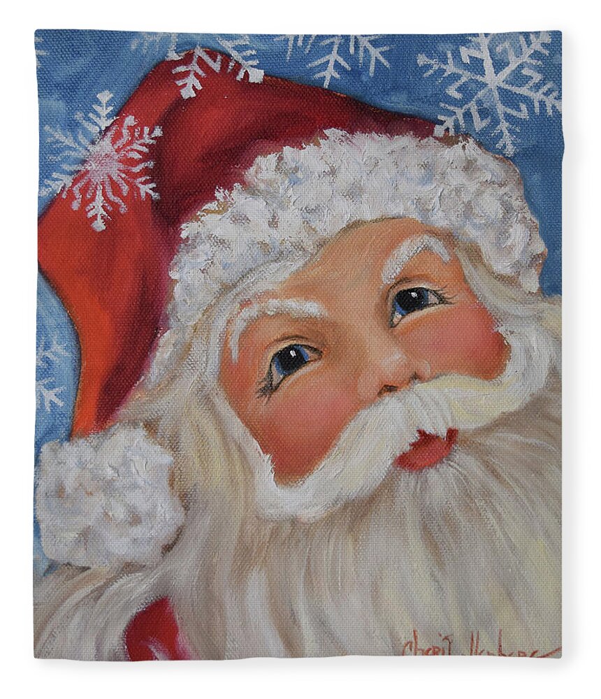 Santa Claus Fleece Blanket featuring the painting Santa III 8x10 Original Oil Painting 2 by Cheri Wollenberg 2019 by Cheri Wollenberg