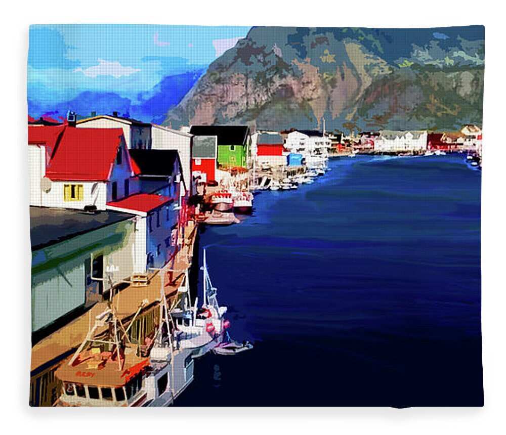 Waterfront Fleece Blanket featuring the painting Scandinavia 3 by CHAZ Daugherty