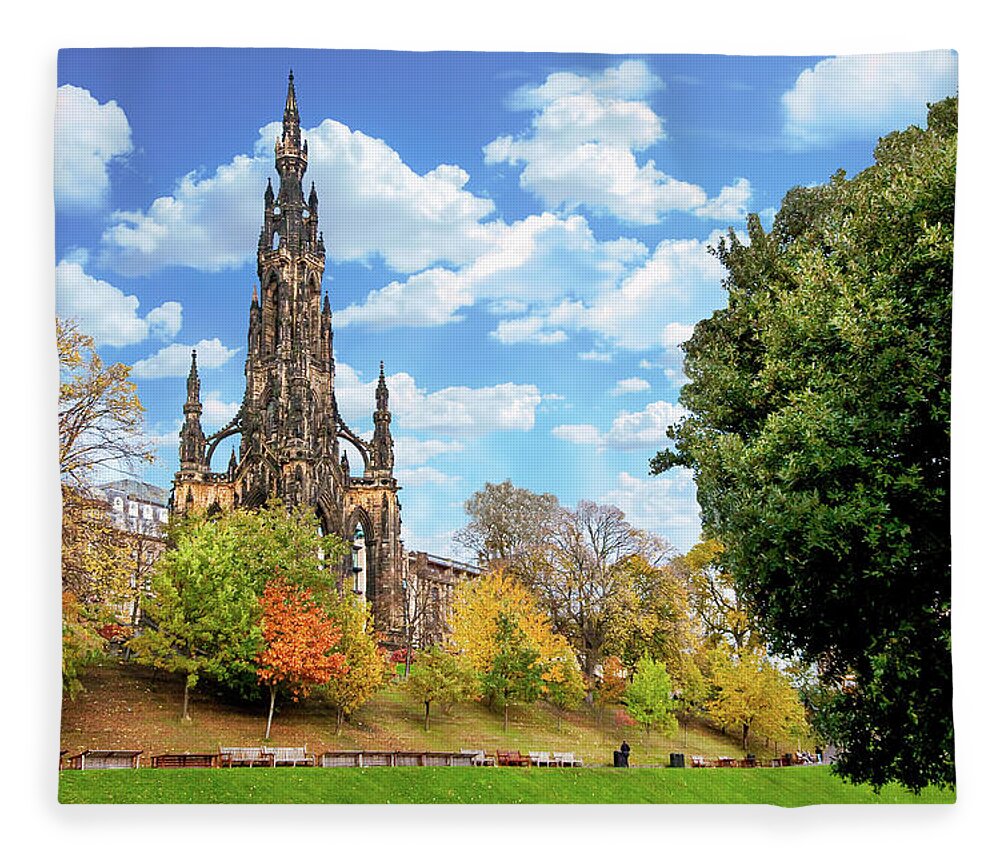 Scots Memorial Fleece Blanket featuring the digital art Scots Memorial - City of Edinburgh by SnapHappy Photos