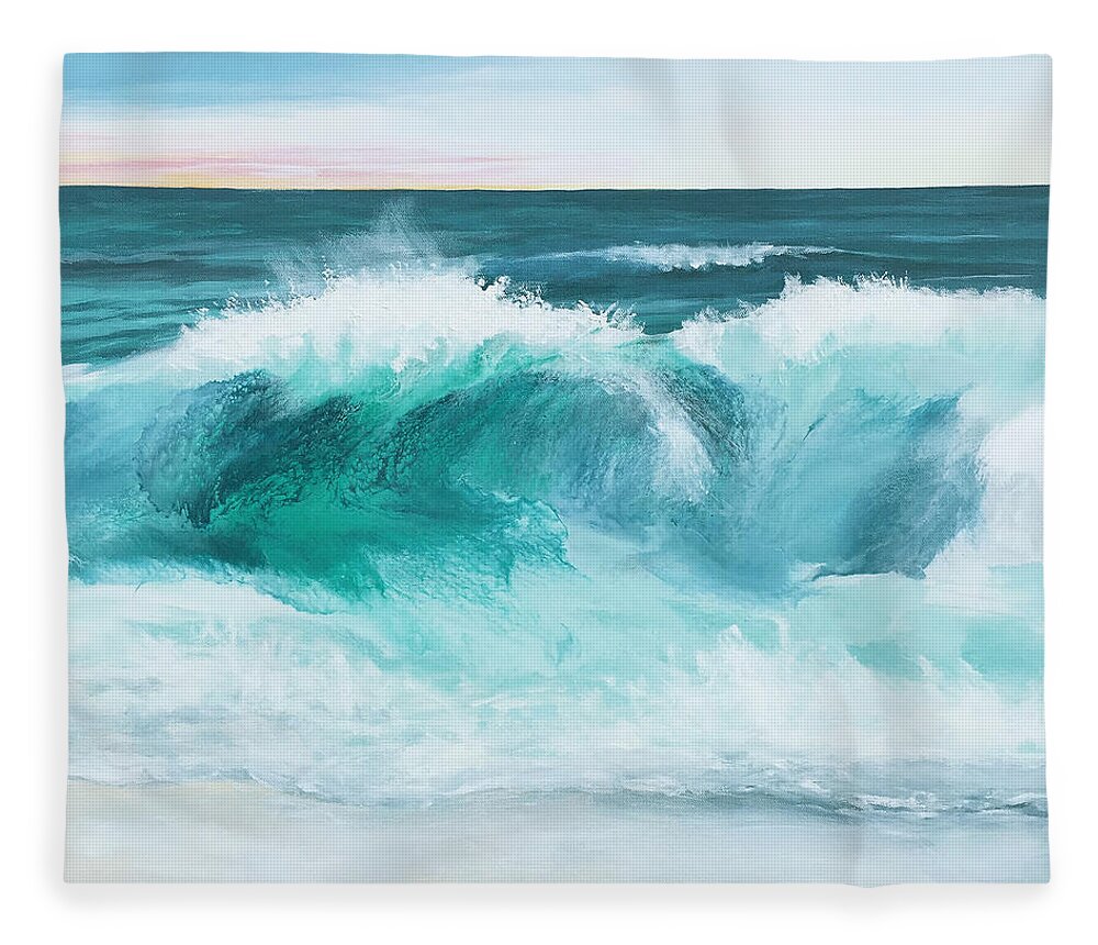 Sea Fleece Blanket featuring the mixed media Sea Spray by Linda Bailey