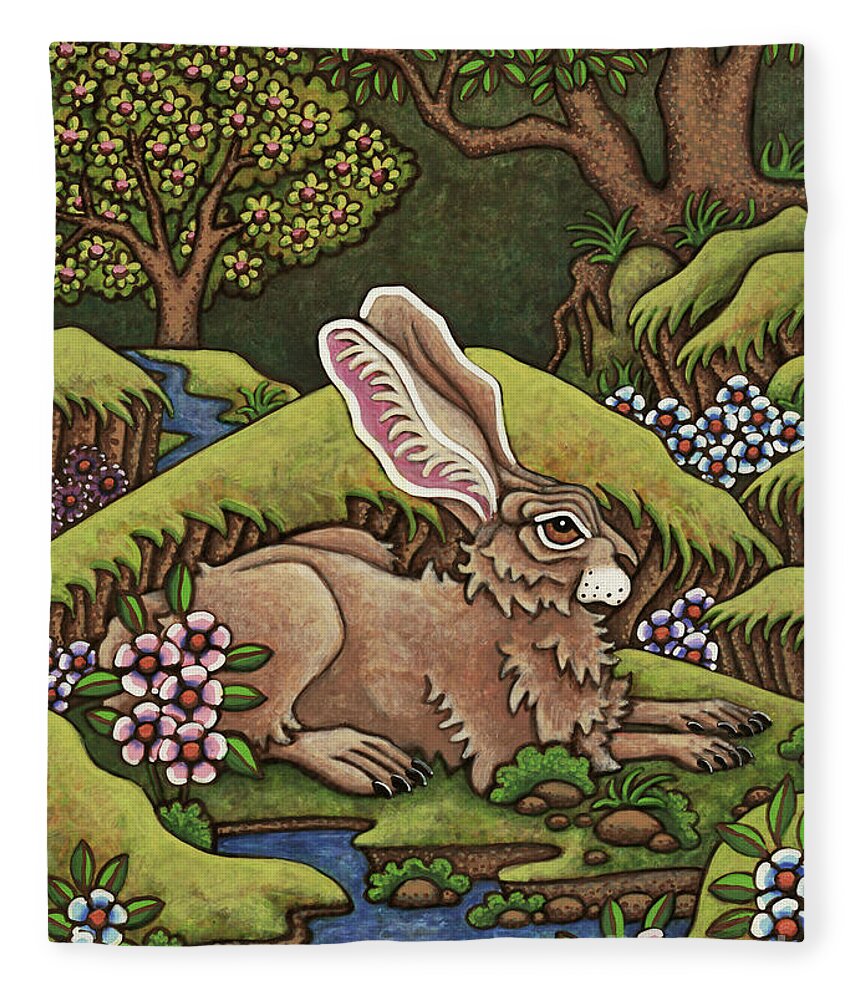 Hare Fleece Blanket featuring the painting Secluded Hollow by Amy E Fraser