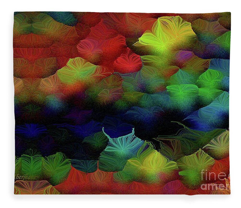 Secrets Fleece Blanket featuring the painting Secrets of the Meadow in the Mist Number 3 by Aberjhani