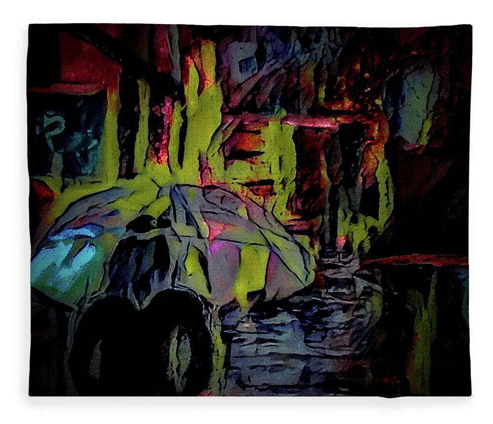 Umbrella Fleece Blanket featuring the painting See Through Umbrella by Lisa Kaiser
