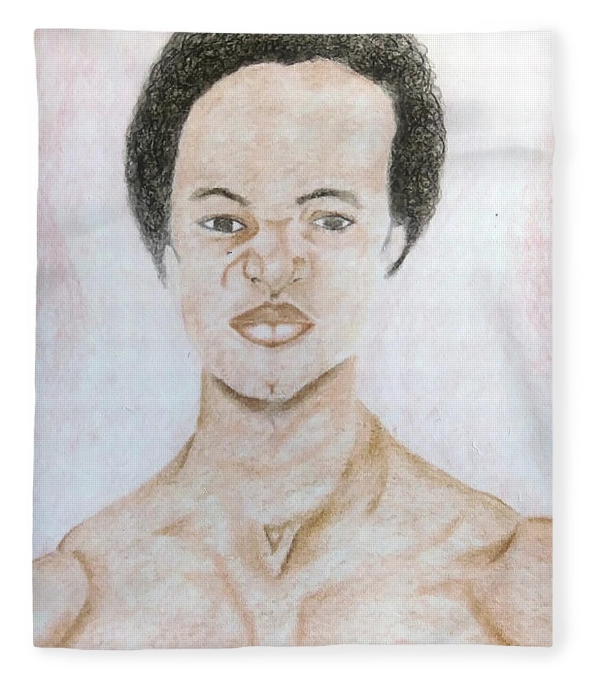 Black Art Fleece Blanket featuring the drawing Self Portrait by Donald C-Note Hooker
