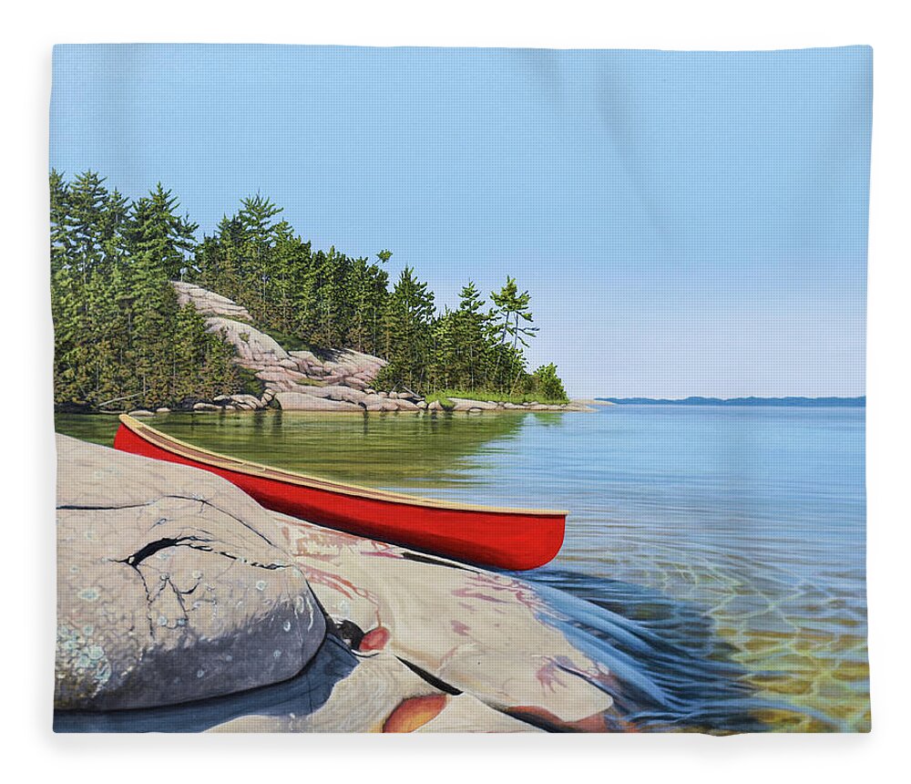 Redcanoe Fleece Blanket featuring the painting Serene Solitude by Kenneth M Kirsch