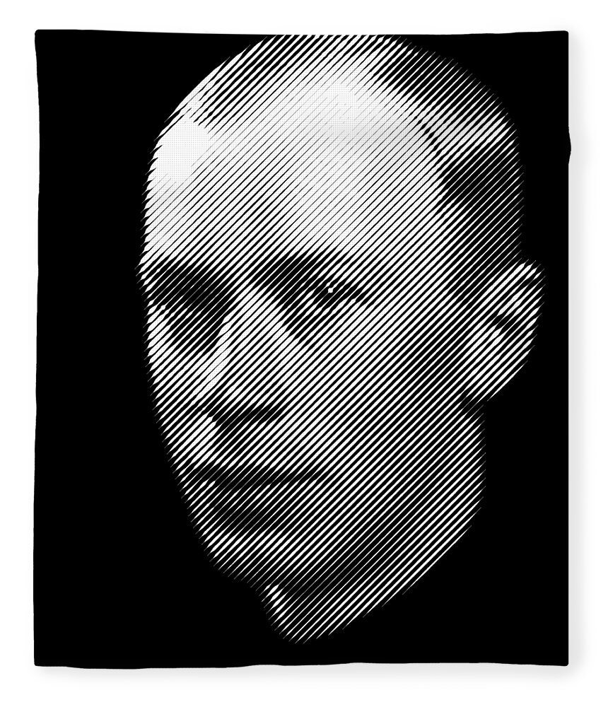 Prokofiev Fleece Blanket featuring the digital art Sergei Prokofiev, composer by Cu Biz
