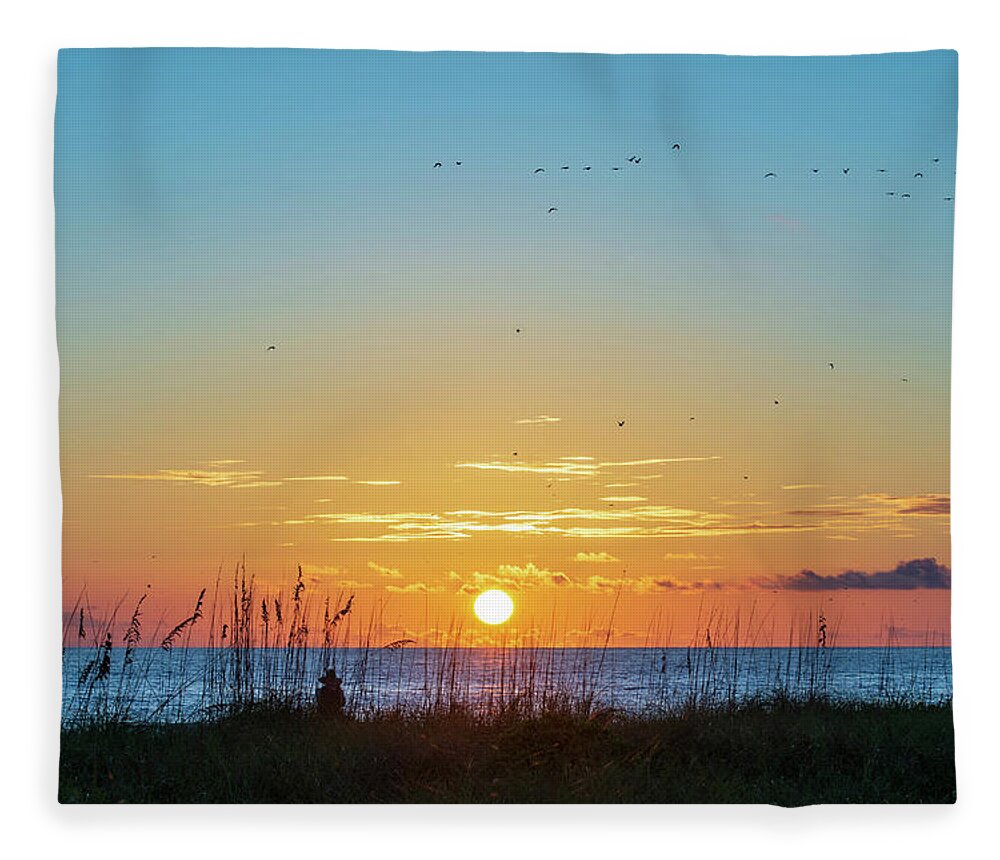 Sunset Fleece Blanket featuring the photograph Setting Sun by Mary Ann Artz