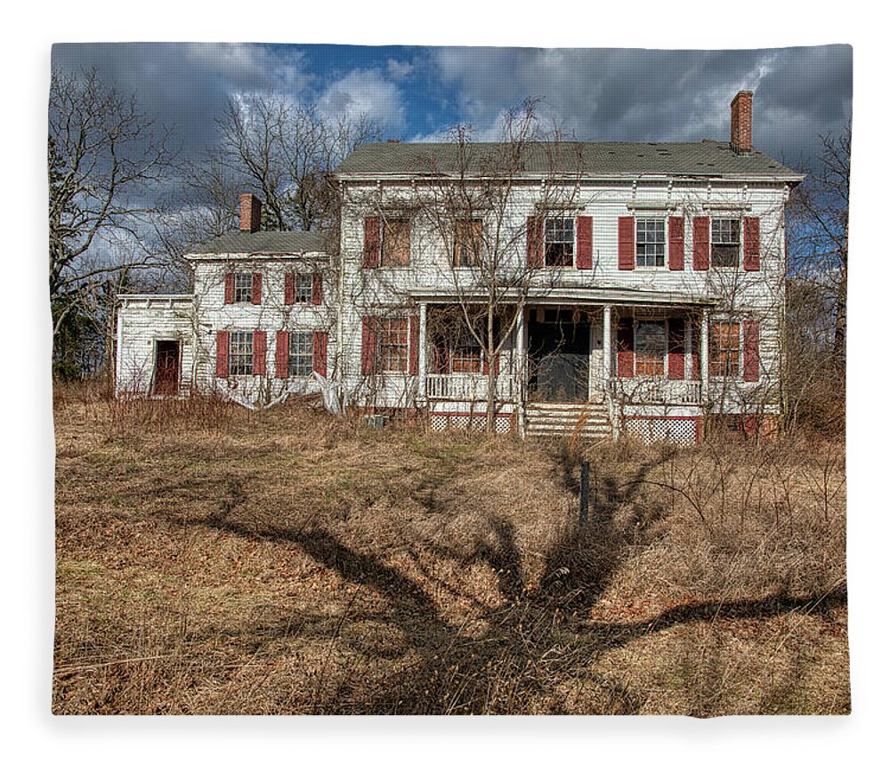 Voorhees Farm Fleece Blanket featuring the photograph Shadow of Death Tree by David Letts